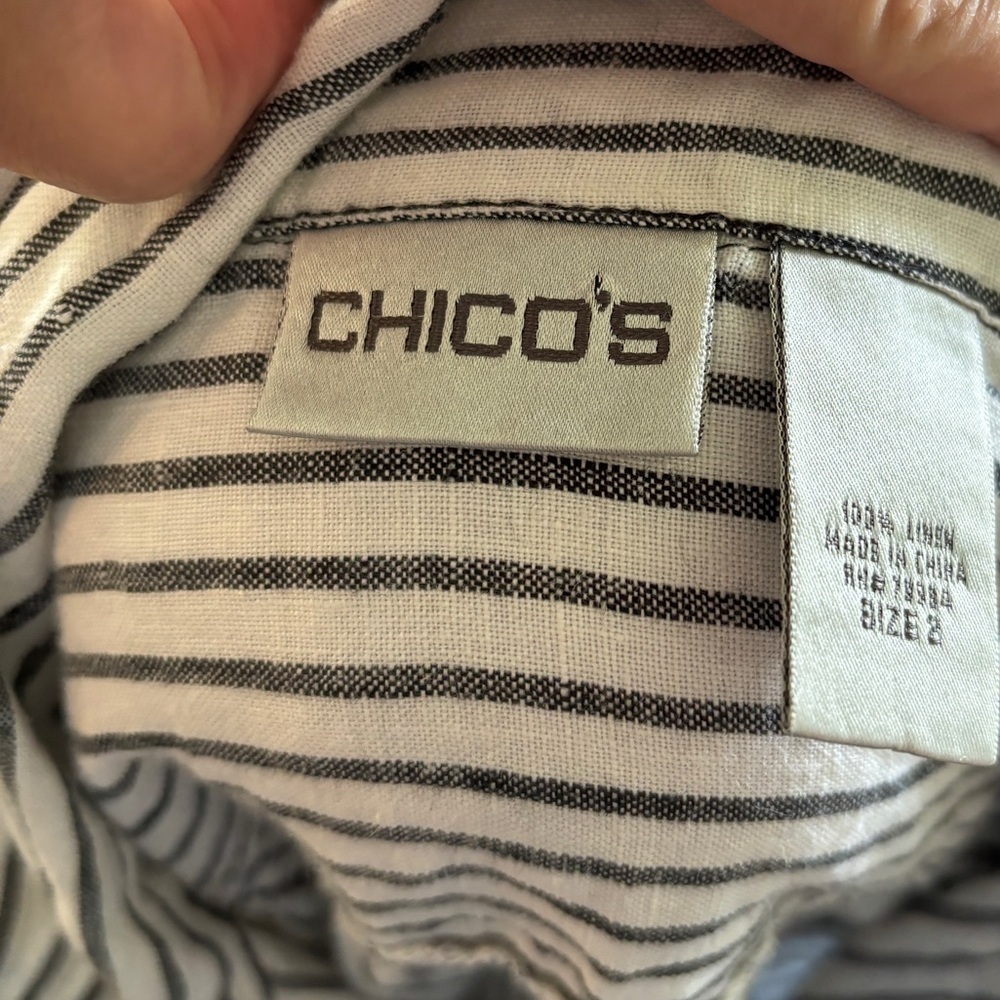 Chico’s Linen Striped Button Down - Picture 6 of 7
